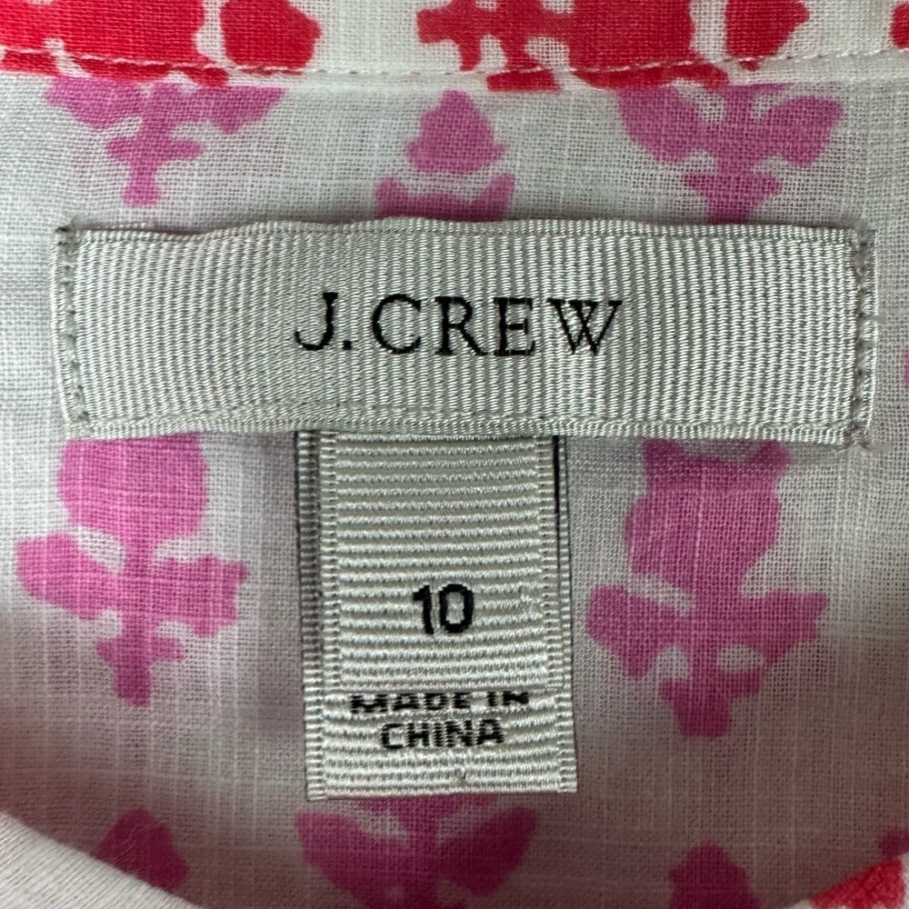 J. Crew Womens 10 Long Sleeve Popover Blouse Pink Thistle Cotton Voile Red 43484 - Picture 2 of 6